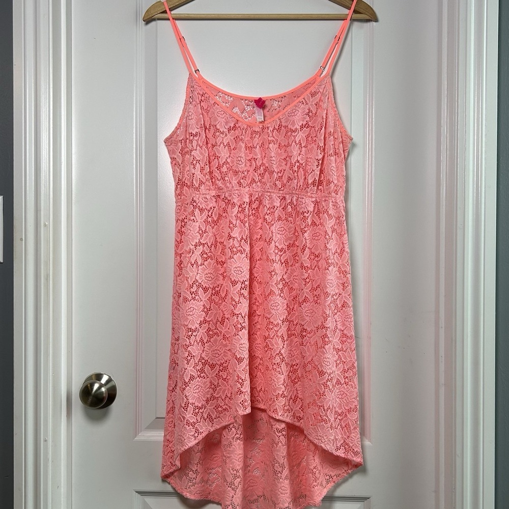 Victoria's Secret Coral Pink Floral Lace High-Low Dress Coquette Soft Girl Style